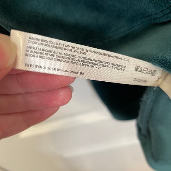 Anthropologie Saturday Sunday Rosalind Velvet Tunic Dress Teal Green Pockets S - Picture 6 of 7